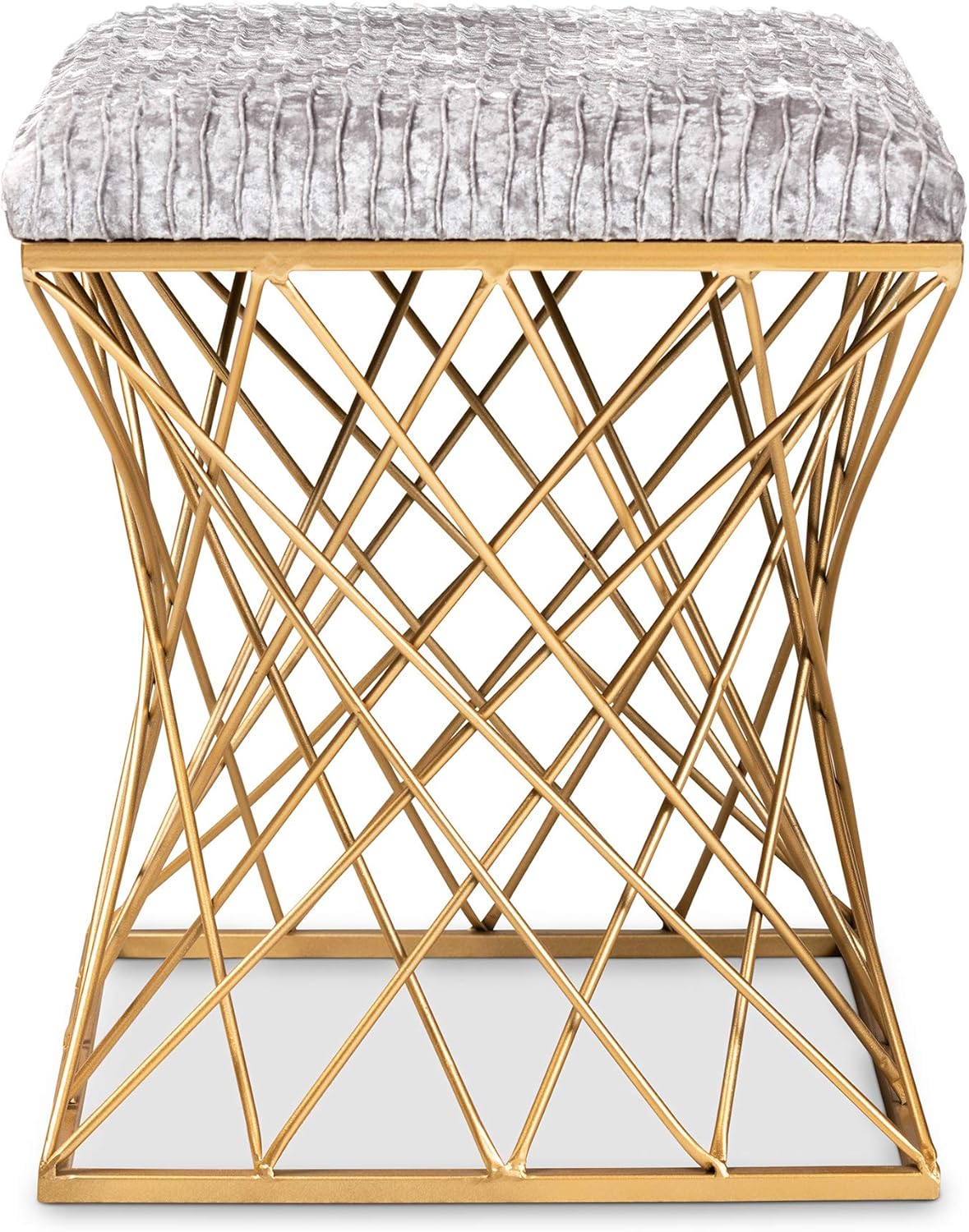 Baxton Studio Ottomans, Grey/Gold Pack of 2