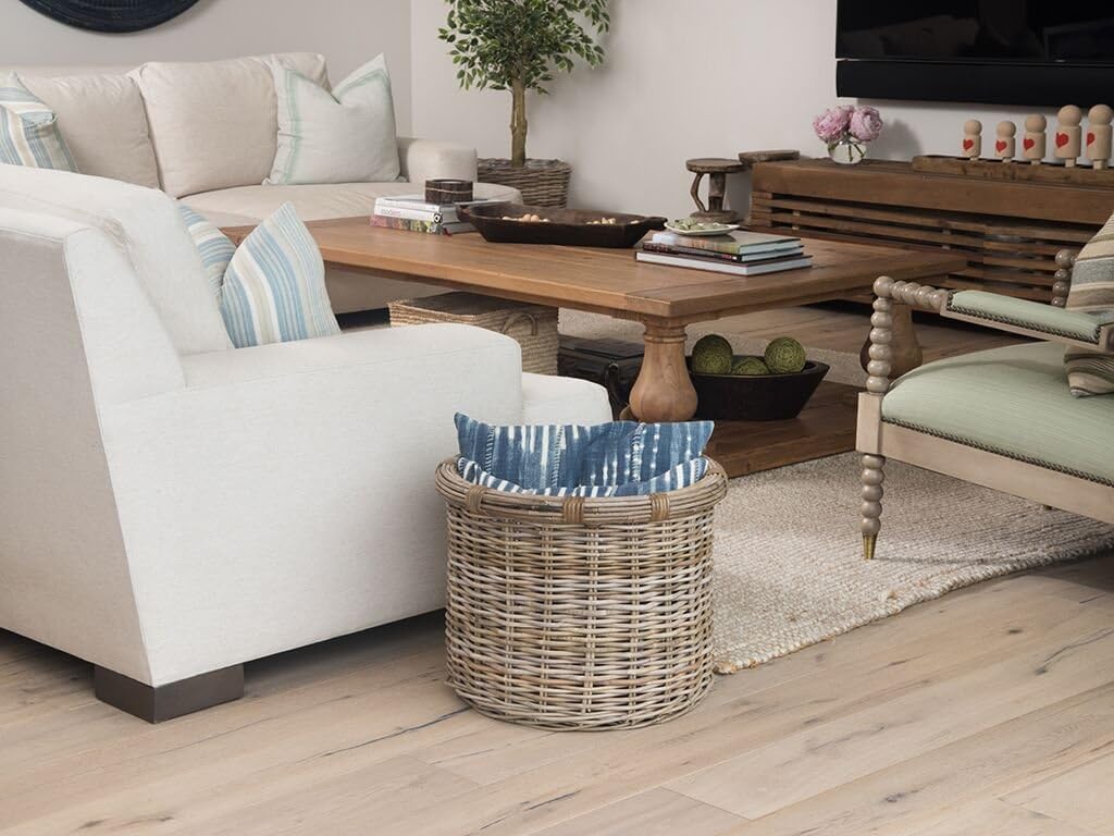 Kouboo 1060106 Rattan Kobo Round Log and Storage Basket, Gray Pack of 2