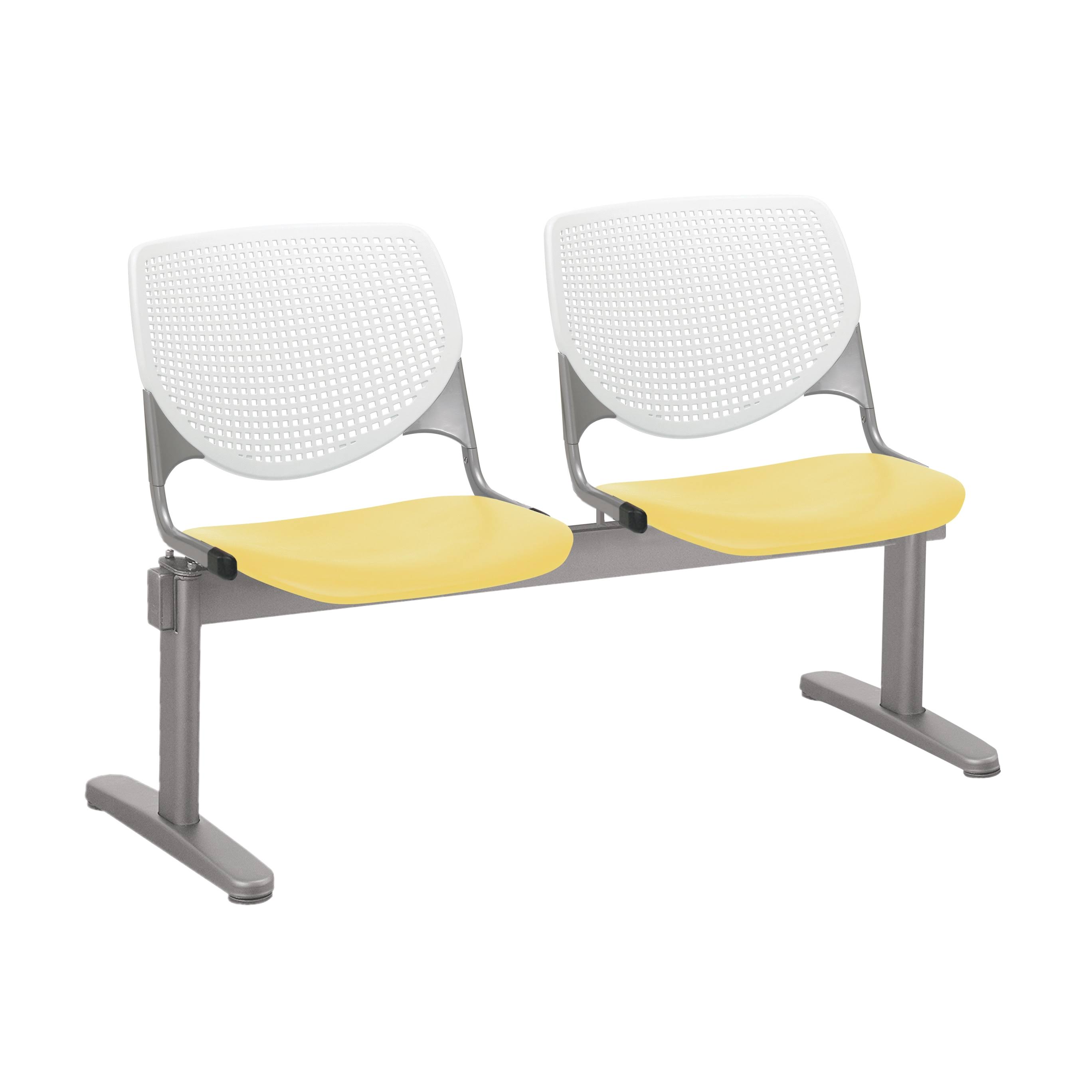 KFI Seating Kool 2 Seat Beam Seating, White BACK, Yellow Seat