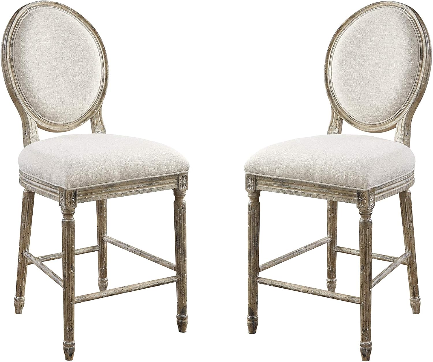 Wallace & Bay Haynes Bar Stool (Set of 2), Limestone Gray & Linen