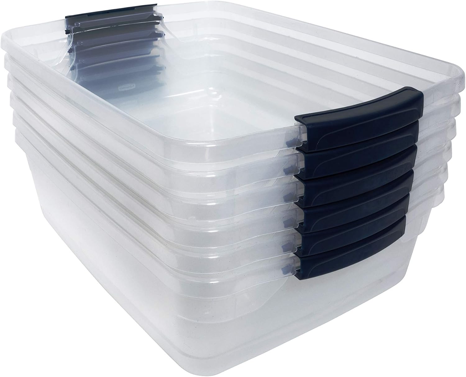 Rubbermaid Cleverstore Clear 16 Quart, Stackable Plastic Containers with Durable Latching Lids, Visible Organization, Great for Holiday Decorations and Christmas Storage, 6-Pack Pack of 2