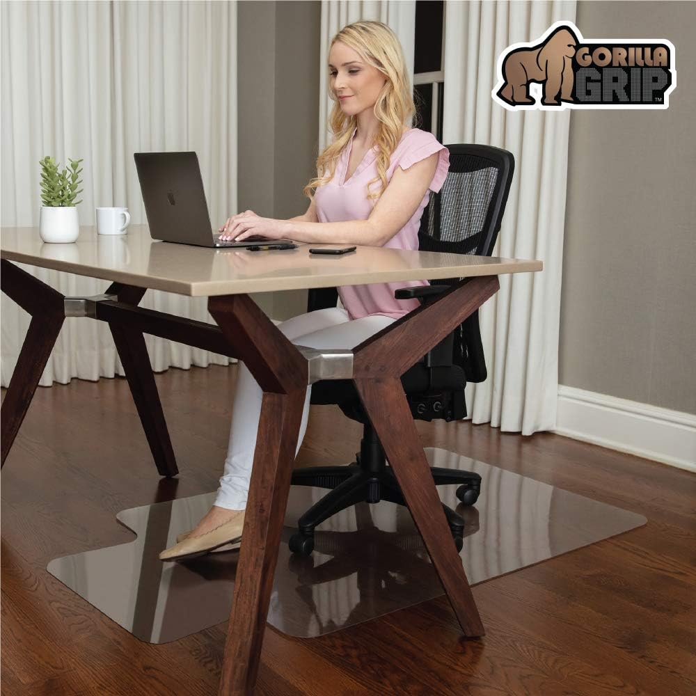 Gorilla Grip Desk Chair Mat, Polycarbonate Won&rsquo;t Crack, Rolling Chairs Glide Easy, Heavy Duty Studded, Protects Carpeted Floors, Transparent Mats for Office and Home Floor, with Lip, 48x36, Clear