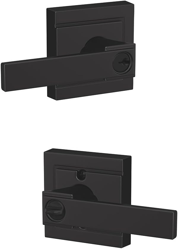 SCHLAGE F51A NBK 622 ULD Northbrook Lever with Upland Trim Keyed Entry Lock, Matte Black
