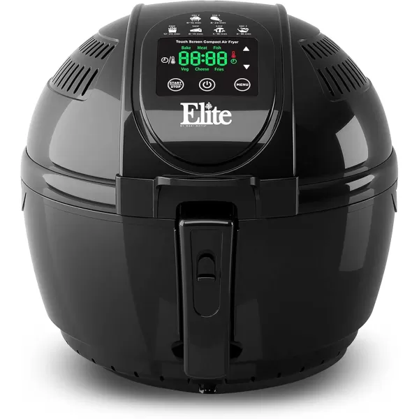 Air Fryers EAF-2500D Dual Basket 3.5Qt Electric Digital Hot Air Fryer, 1400-Watts, Oil-Less Healthy Cooker, Temp/Timer Settings, Includes 26 Full Color Recipes, Black(3.5 Quart)