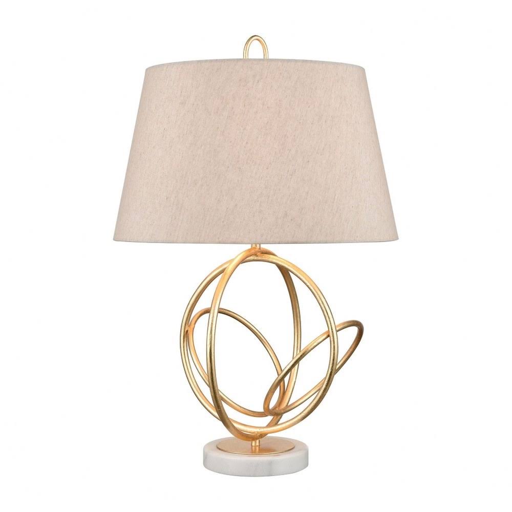1 Light Table Lamp Gold Leaf/Antique/White Finish with Round Hardback Shade - 2499-BEL-4547972 - Bailey Street Home
