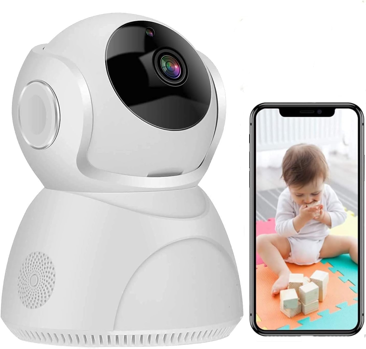 Wi-Fi IP Camera, BORUN 1536P Indoor Camera with Phone APP and Audio, 360° Rotatable Baby/Pet Monitor Camera with Live Stream, Motion Detection and Tracking, Auto Cruise, Night Vision, Pan/Tilt/Zoom Pack of 2