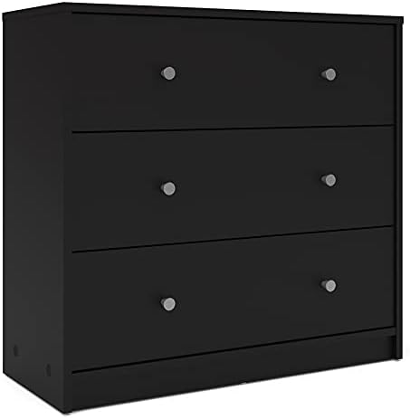 Home Square 3 Piece Set with 2 Chests and 6 Drawer Double Dresser in Black