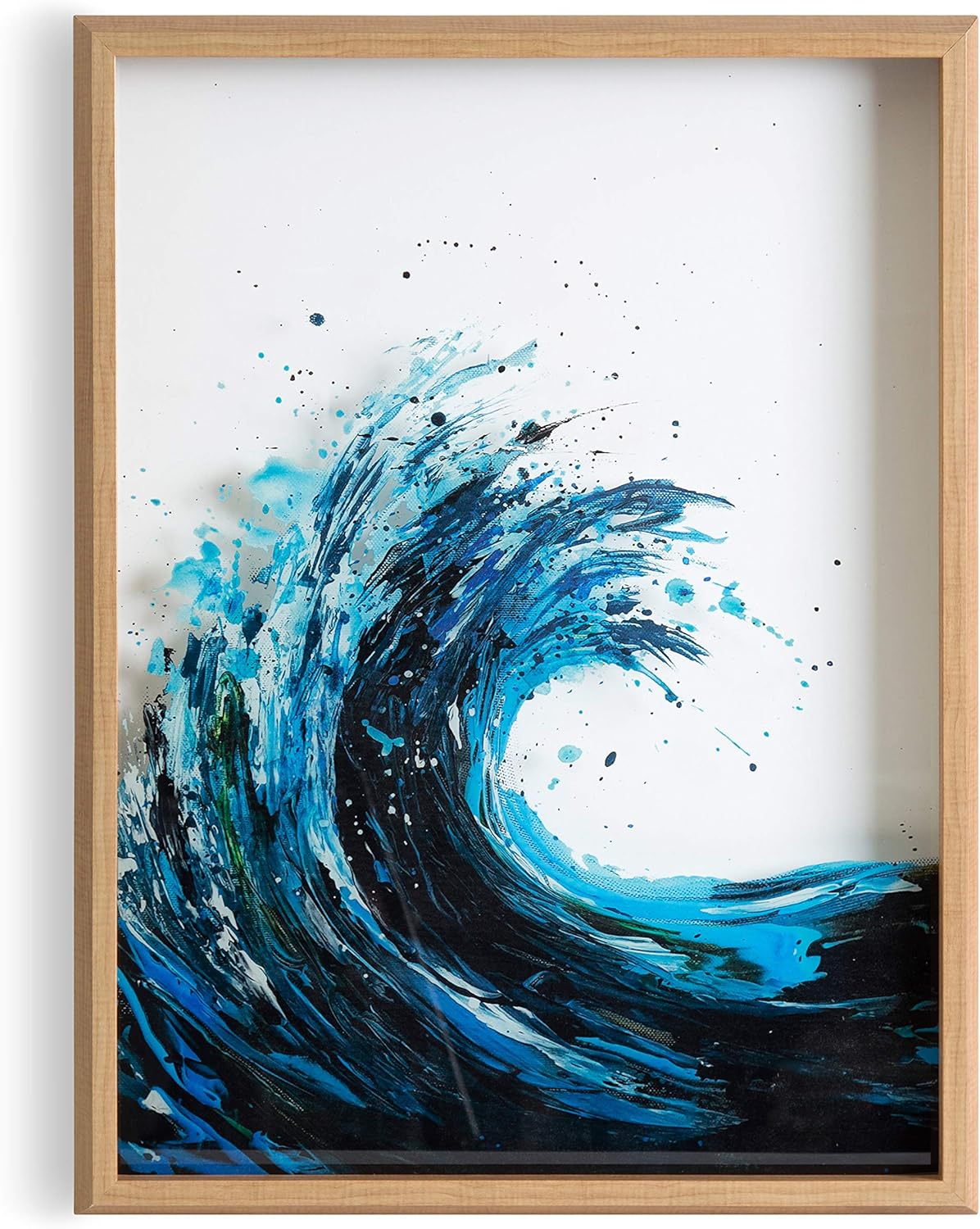 Kate and Laurel Blake Waves Framed Printed Glass Art, 18x24 Natural, Transitional Wall Decor Pack of 2