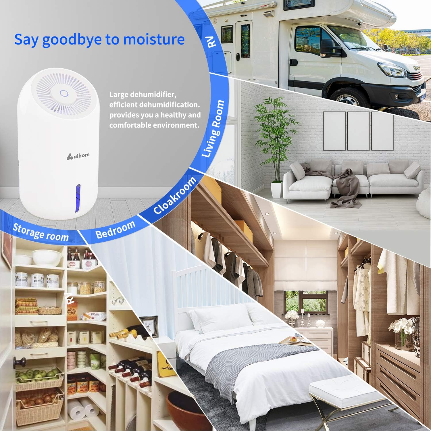 AiHom Mini Dehumidifiers for Home 35.34oz(1000ml), Ultra Quiet Portable Compact Electric Upgraded Small Dehumidifier with Auto Shut Off for Basements, Bathroom, Kitchen, RV, Closet, Garage Pack of 2