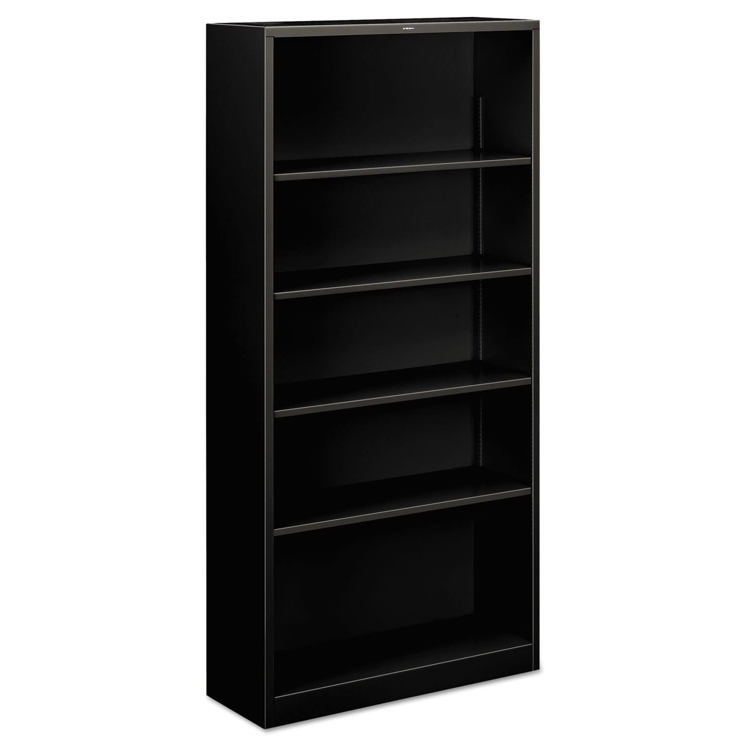 HON S72ABCP Metal Bookcase, Five-Shelf, 34-1/2w x 12-5/8W x 71H, Black
