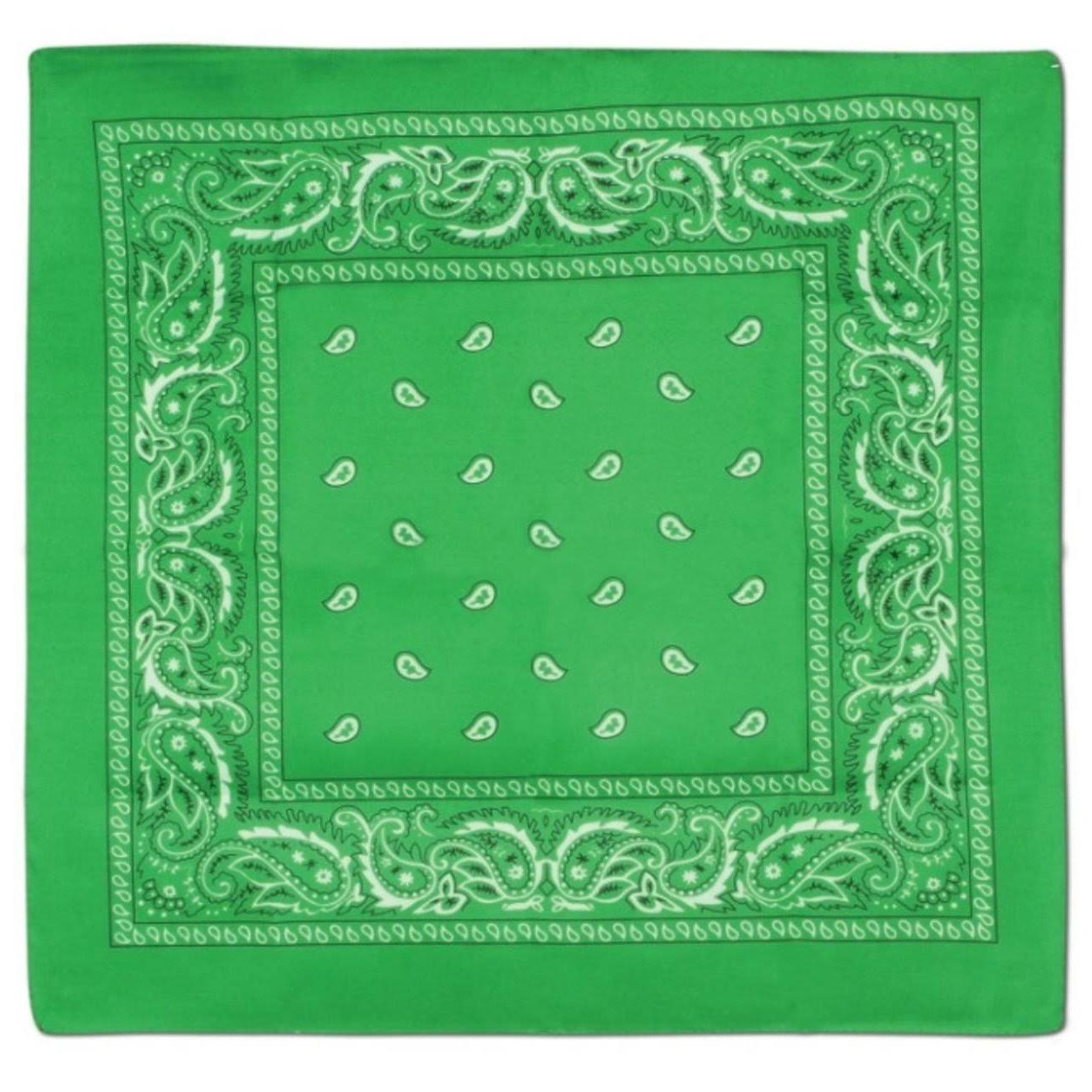 Beistle Club Pack of 12 Green and White Western Paisley Bandana Costume Accessories 22x22