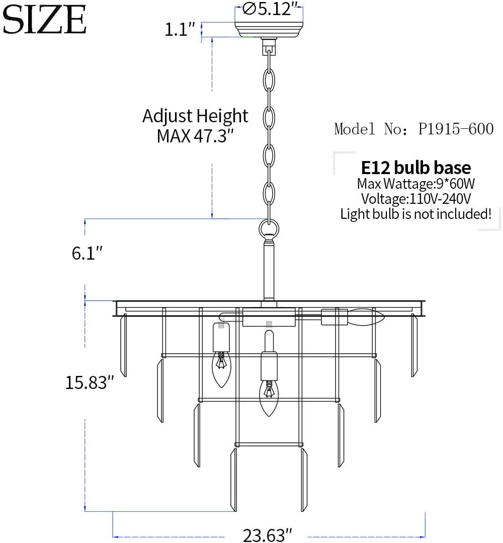 TZOE Luxury Black Smoke Crystal Modern Contemporary Chandeliers Pendant Ceiling Light 4-Tier Chandelier Lighting for Dining Room Living Room Bedroom Girls Room W23.6