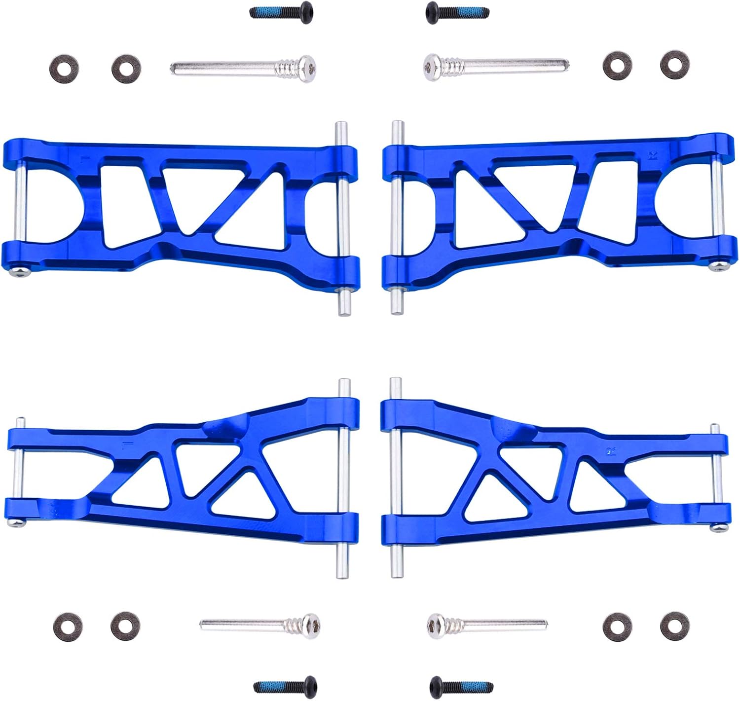 Hobbypark Aluminum Suspension Arms Set (Front & Rear) Upgrades Parts for Arrma Typhon 3s BLX Big Rock, Replacement of AR330543 AR330540 (Red) Pack of 2