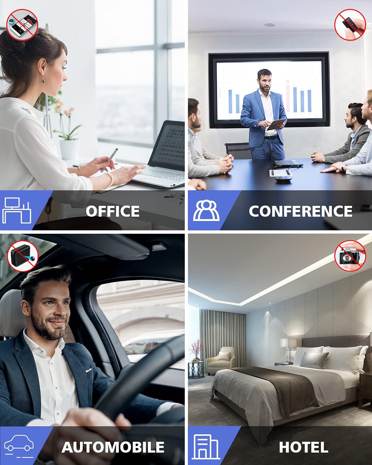 Jepwco G8 Elite RF Detector, Portable Wireless Hidden Camera Detectors with 12 Levels Sensitivity, Bug Detector for Wireless Audio Bug Camera, 4 Professional Modes, Home Office Travel Pack of 2