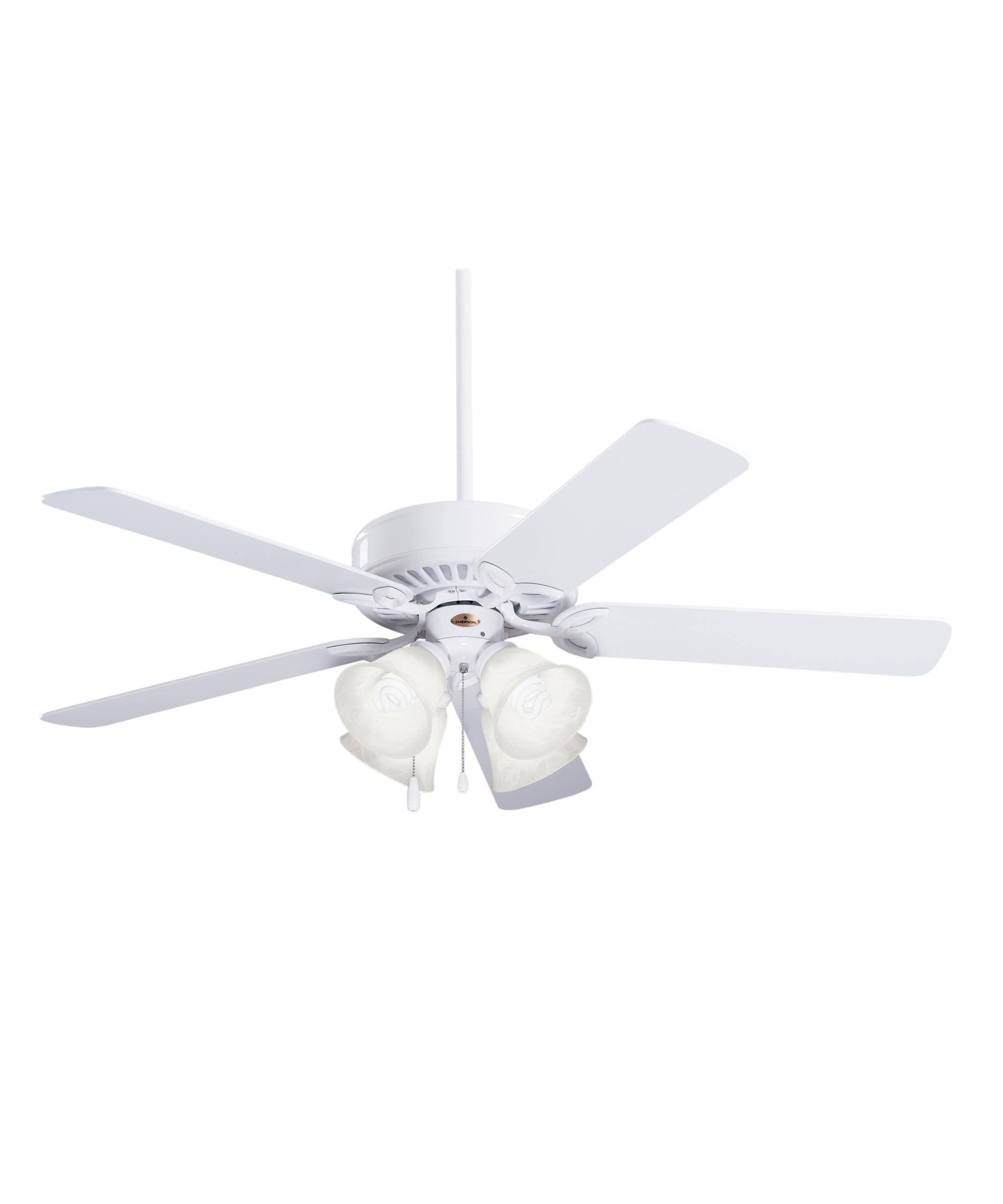 Emerson CF711 Builder Plus 50x22 Ceiling Fan with Light Kit - Appliance White - White/Bleached Oak Blades