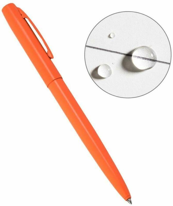 Retractable Ballpoint Pen Orange Metal Clicker Weatherproof Cartridge Black Ink