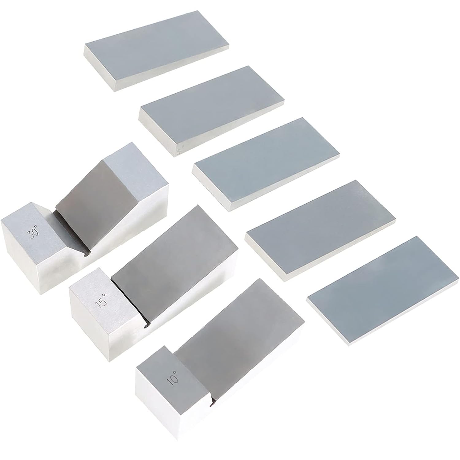 findmall 8Pcs Universal Angle Block Set V-Block Hardened 1-30 Degree Pack of 2