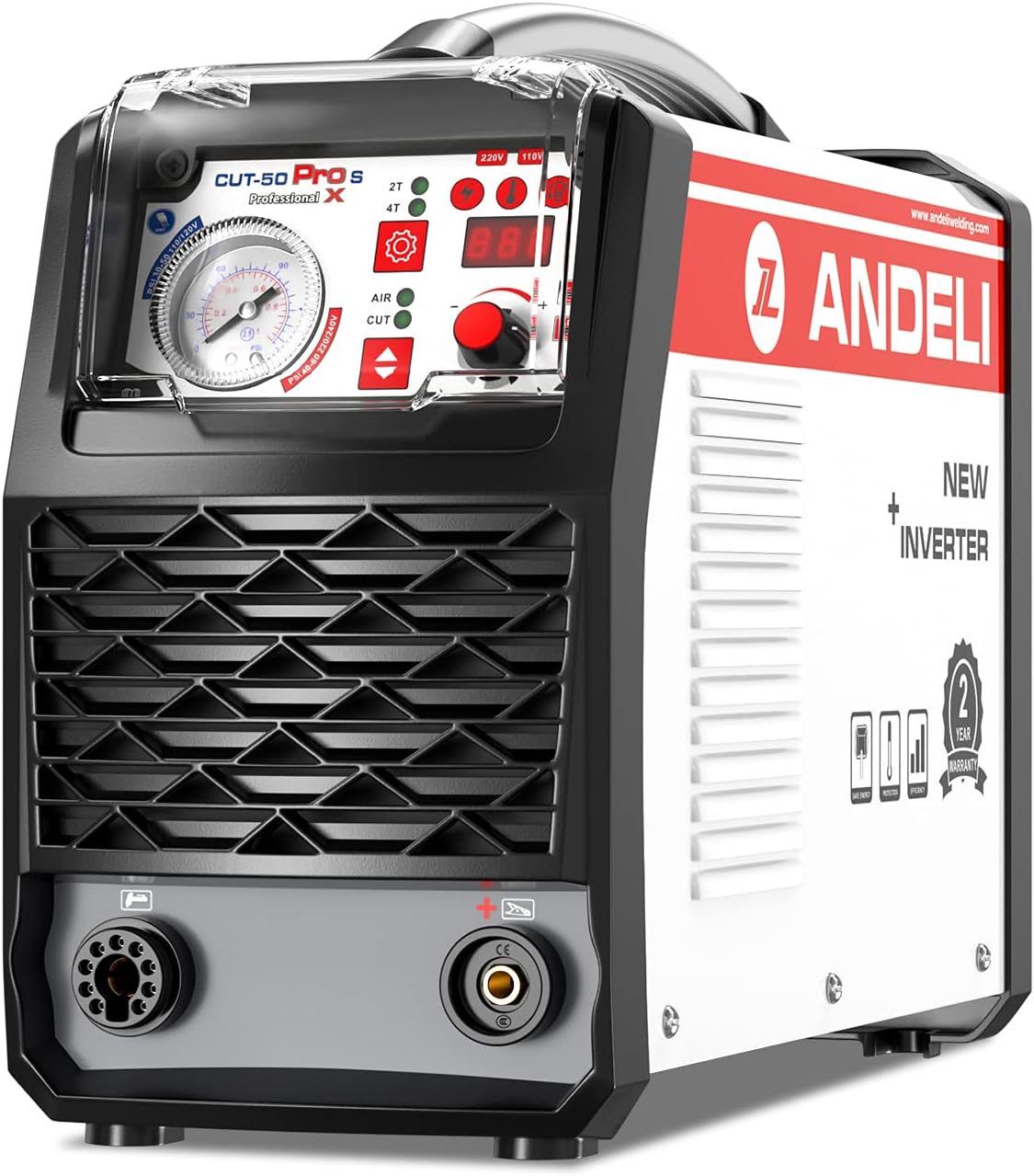 ANDELI 50Amp Plasma Cutter Maximum Cut Thickness 13/16&Prime;(30mm) Low Frequency DC Inverter IGBT Air Plasma Cutting Machine CUT-50 Pro XS (110V/220V)