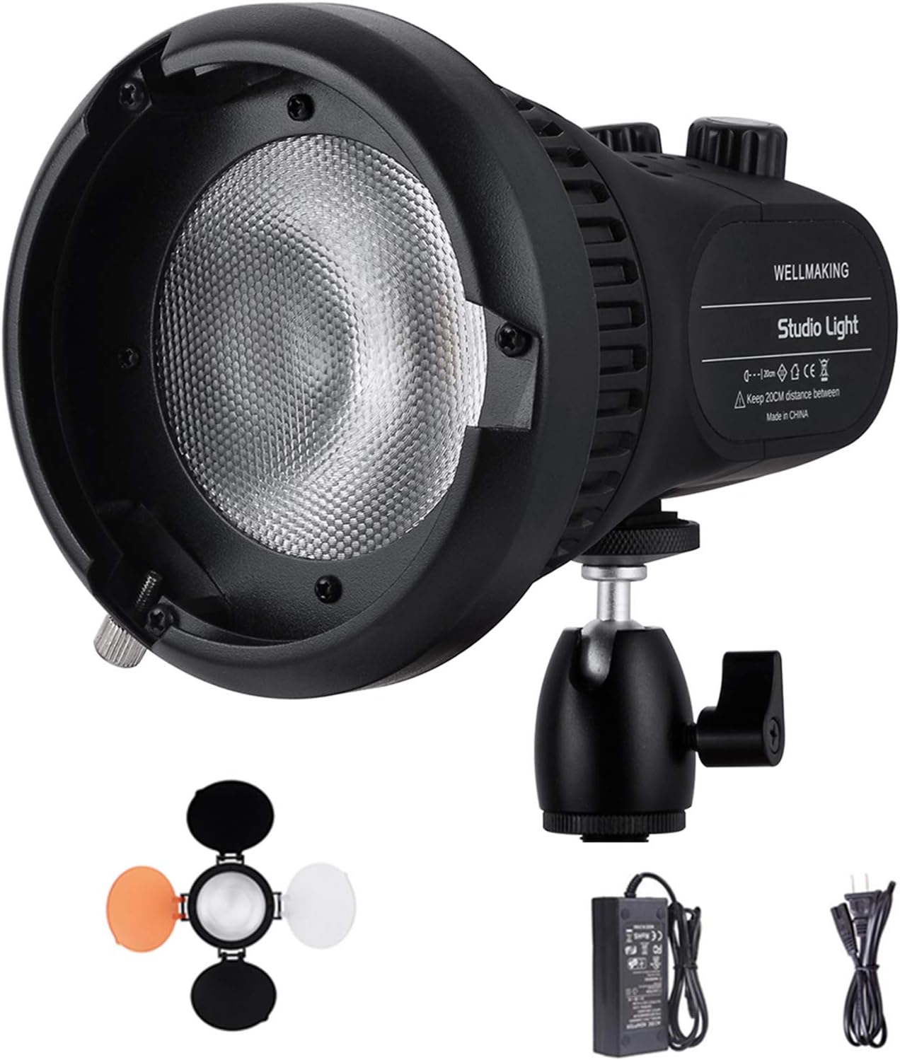 WELLMAKING COB RGB Full Color Light Upgraded for Video Camera Portable 18W Bi-Color 12W RGB AC/DC Power Supply Fresnel Lens with Barn Door for Video Shooting,YouTube and Christmas Video