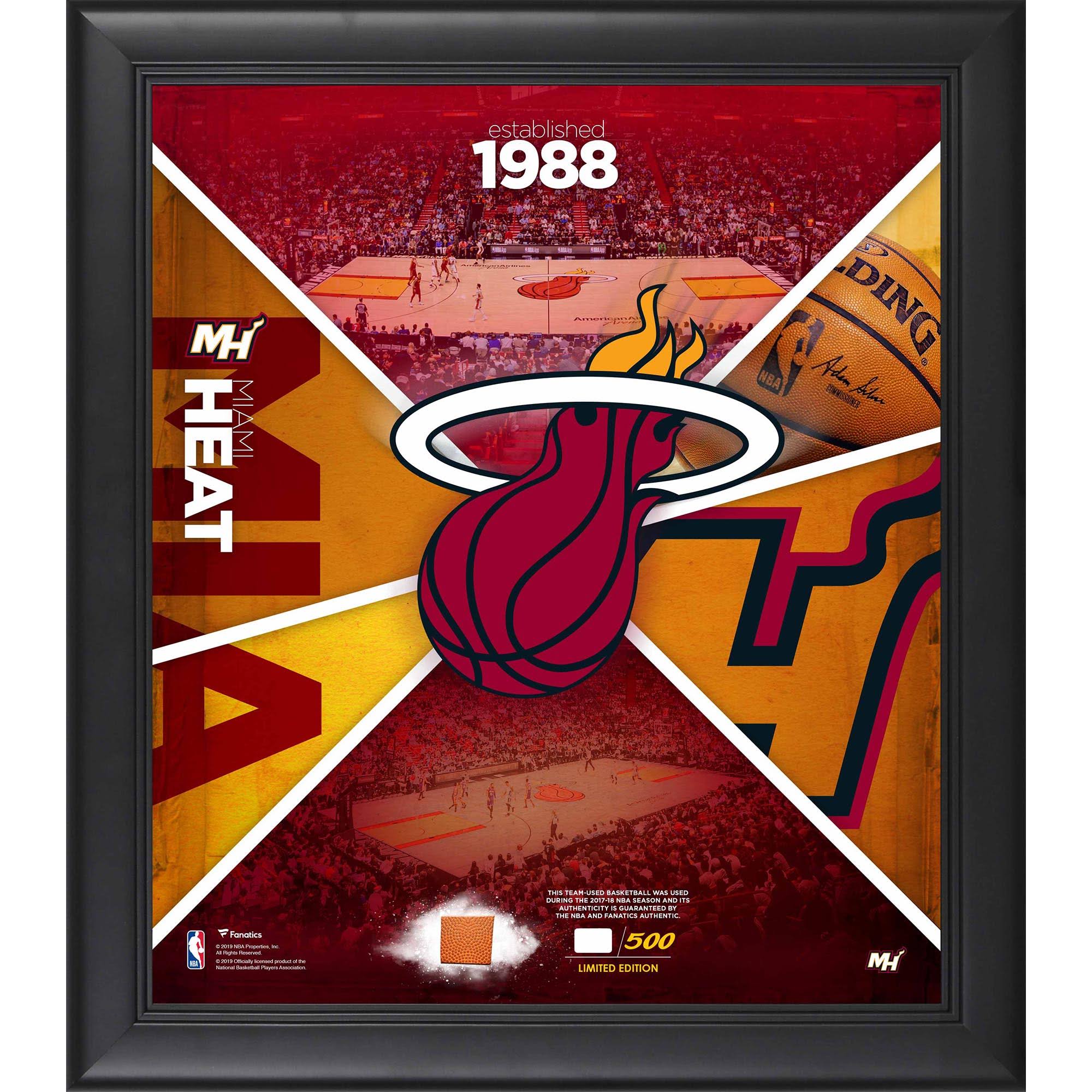 Miami Heat Fanatics Authentic Framed 15x22 x 17x22 Team Impact Collage with A Piece of Game-Used Basketball - Limited Edition 50