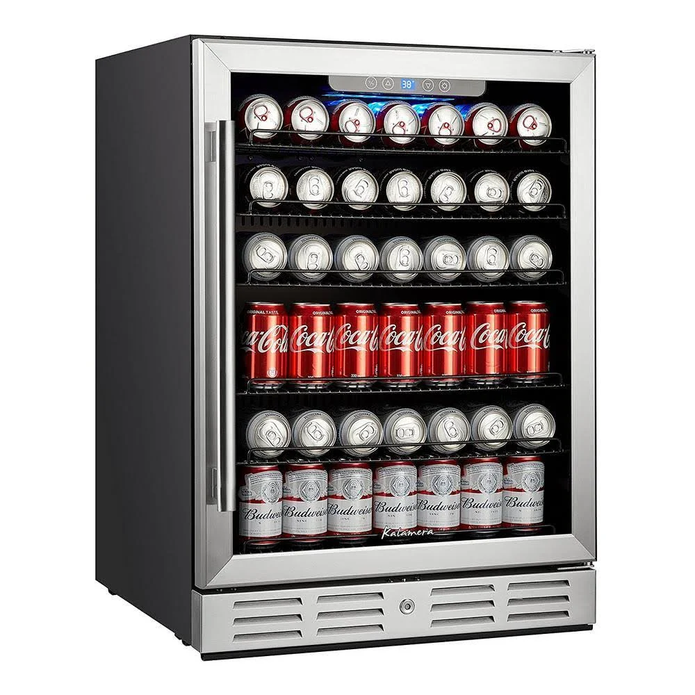 Kalamera Beverage Refrigerator 24 in. Single Zone Built-in Locking Door Black