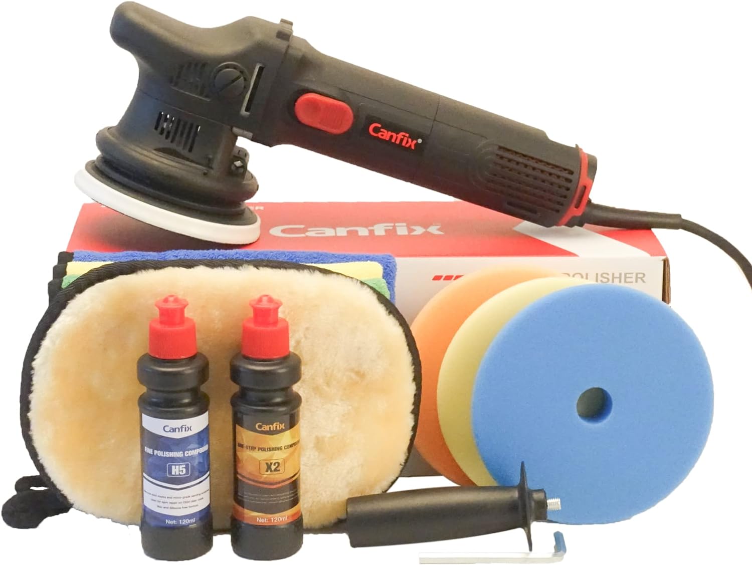 Canfix 5&rdquo; Dual Action Orbital Polisher Kit with 12mm Long Orbital Throw