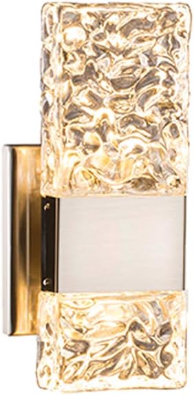 JINZO Indoor LED Wall Sconce Light Fixtures Brush Nickel Modern Wall Light Fixture for Bathroom Bedroom Living Room Entryway Hallway Balcony with Ice Inspired Molded Hand-Crafted Solid Glass-1 Pack