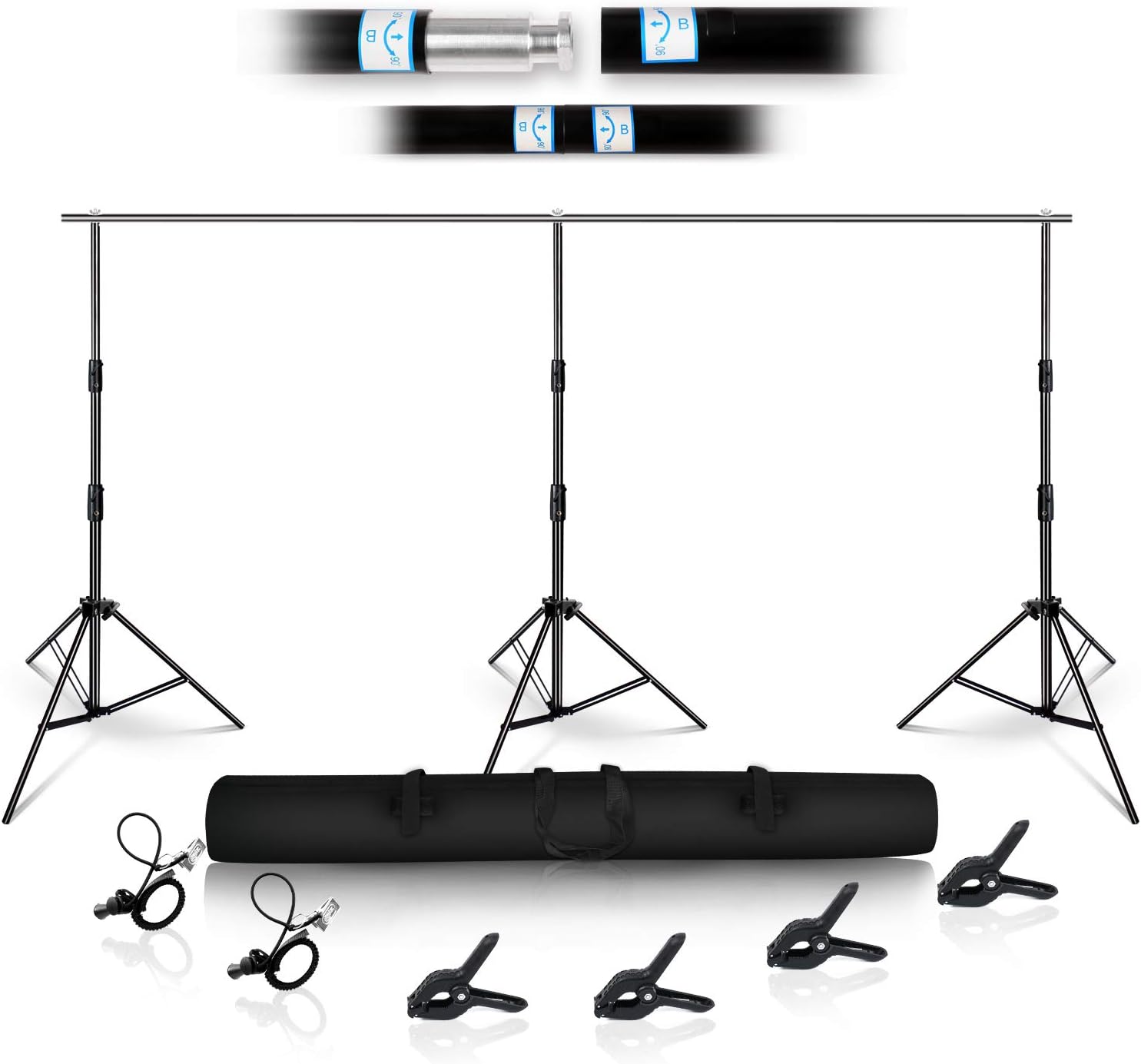 3x7M Heavy Duty Background Support Kit with Carrying Case Background Backing Support for Professional Photo Studios Pack of 2