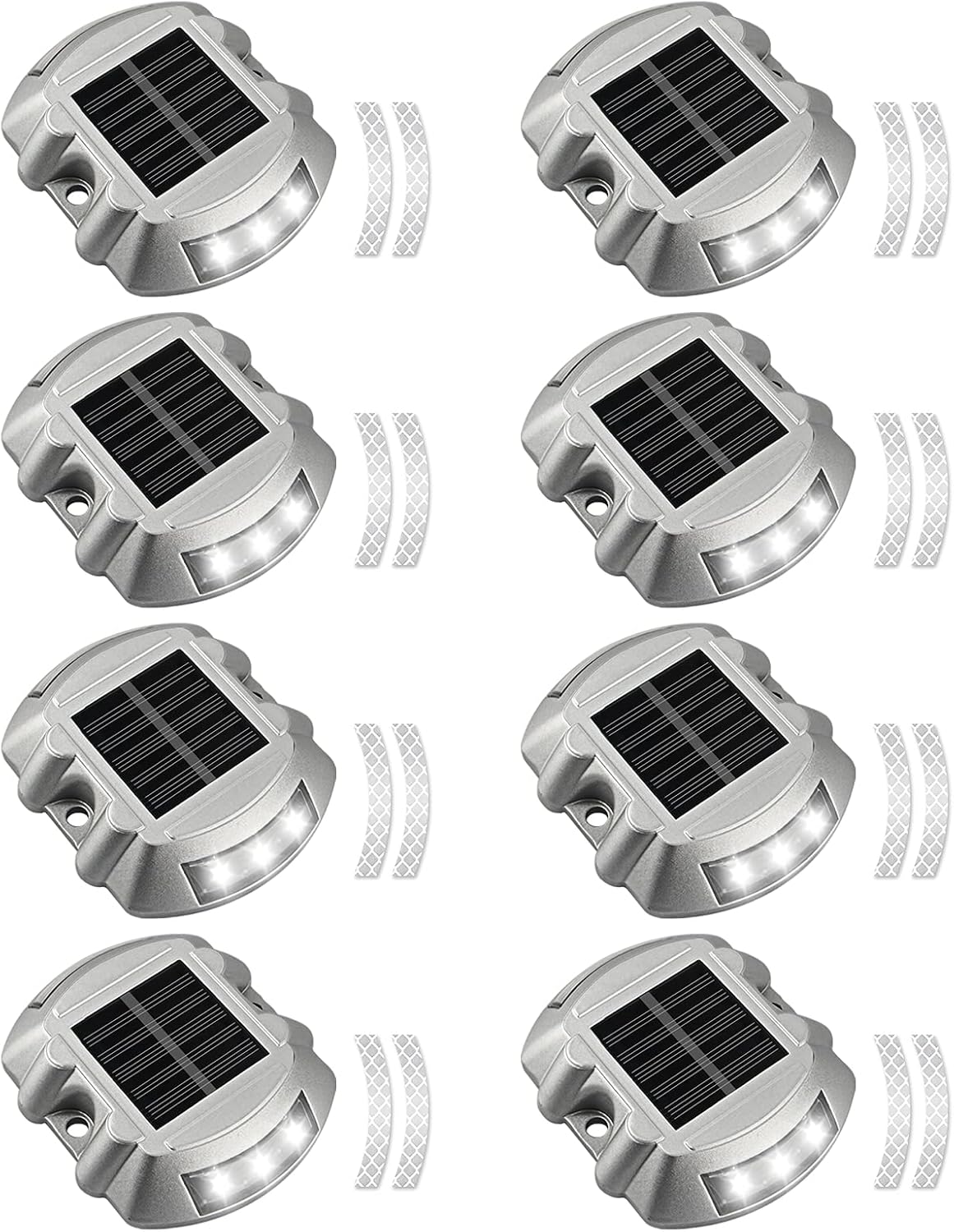 Solar Driveway Lights, APONUO Solar Dock Lights Outdoor Driveway Lighting IP67 Waterproof Outdoor Boat Dock Lamp for Driveway Stair Pathway Deck Cool White （8 Packs）