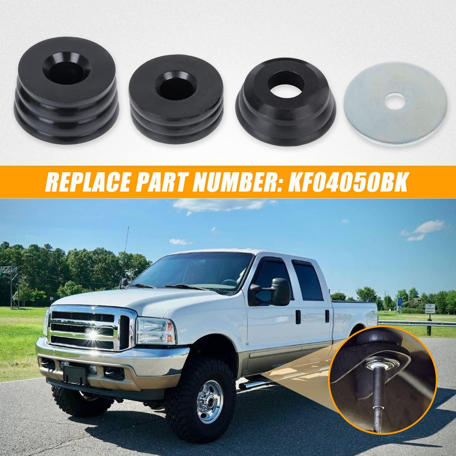 Mount Bushing Kit Compatible with 1999-2018 Ford F250 2WD/4WD Ford F350 2WD/4WD Replaces KF04050BK