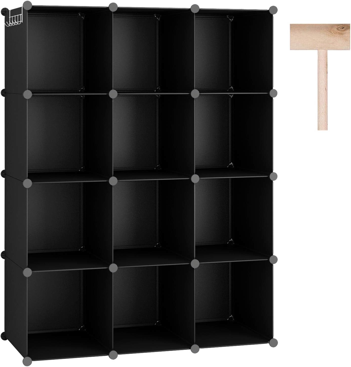C&AHOME Cube Storage Organizer, 12-Cube Shelves Units, Closet Cabinet, DIY Plastic Modular Book Shelf, Ideal for Bedroom, Living Room, Office, 36.6