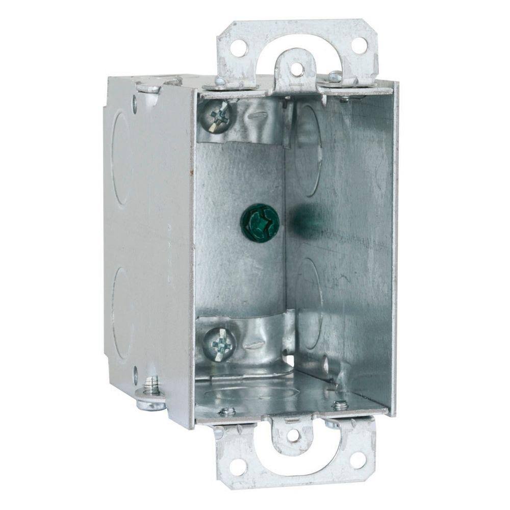 Raco 3-1/2 in. Deep Gangable Switch Box with NMSC Clamps, Plaster Ears and DRIVEN Ground Screw (25-Pack) 601G