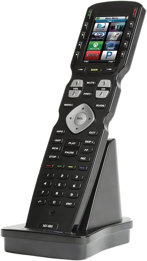 UNIVERSAL REMOTE MX-990 Complete Control IR/RF Remote with Color LCD Screen, Black (MX990)