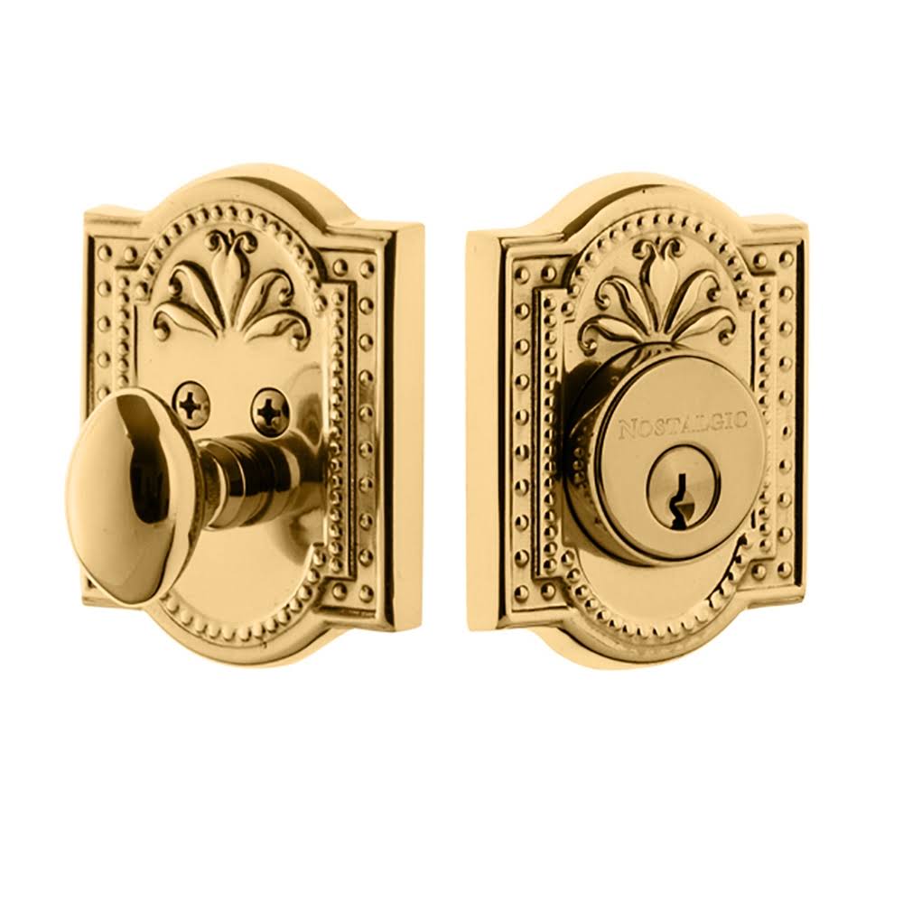 Nostalgic Warehouse Meadows Single Cylinder Deadbolt, Unlacquered Brass
