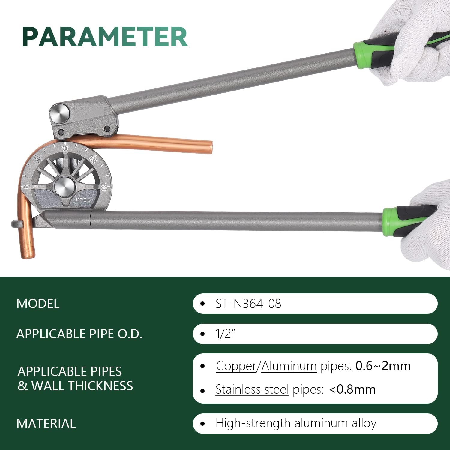 Antstone 1/2&rdquo; OD Tubing Bender Roller Type Pipe Bender 180&deg; HVAC Copper Aluminum Tube Bending Tool for Air Conditioning Refrigeration Repair