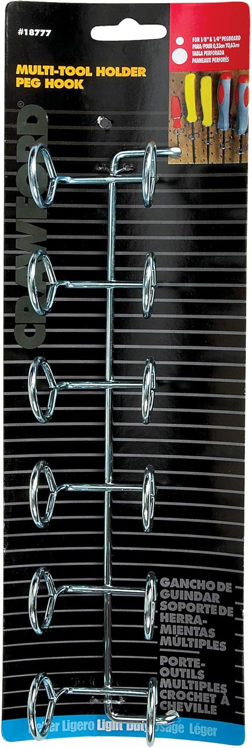 Crawford Six-Tool Multi-Tool Holder Accessory for Peg Board #18777(Package may vary)