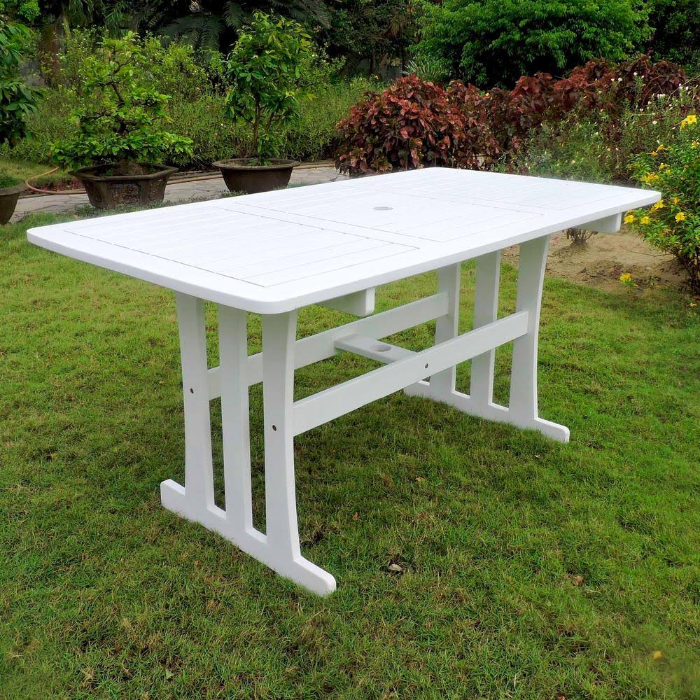 International Caravan Acacia Rectangular Dining Table -Antique White