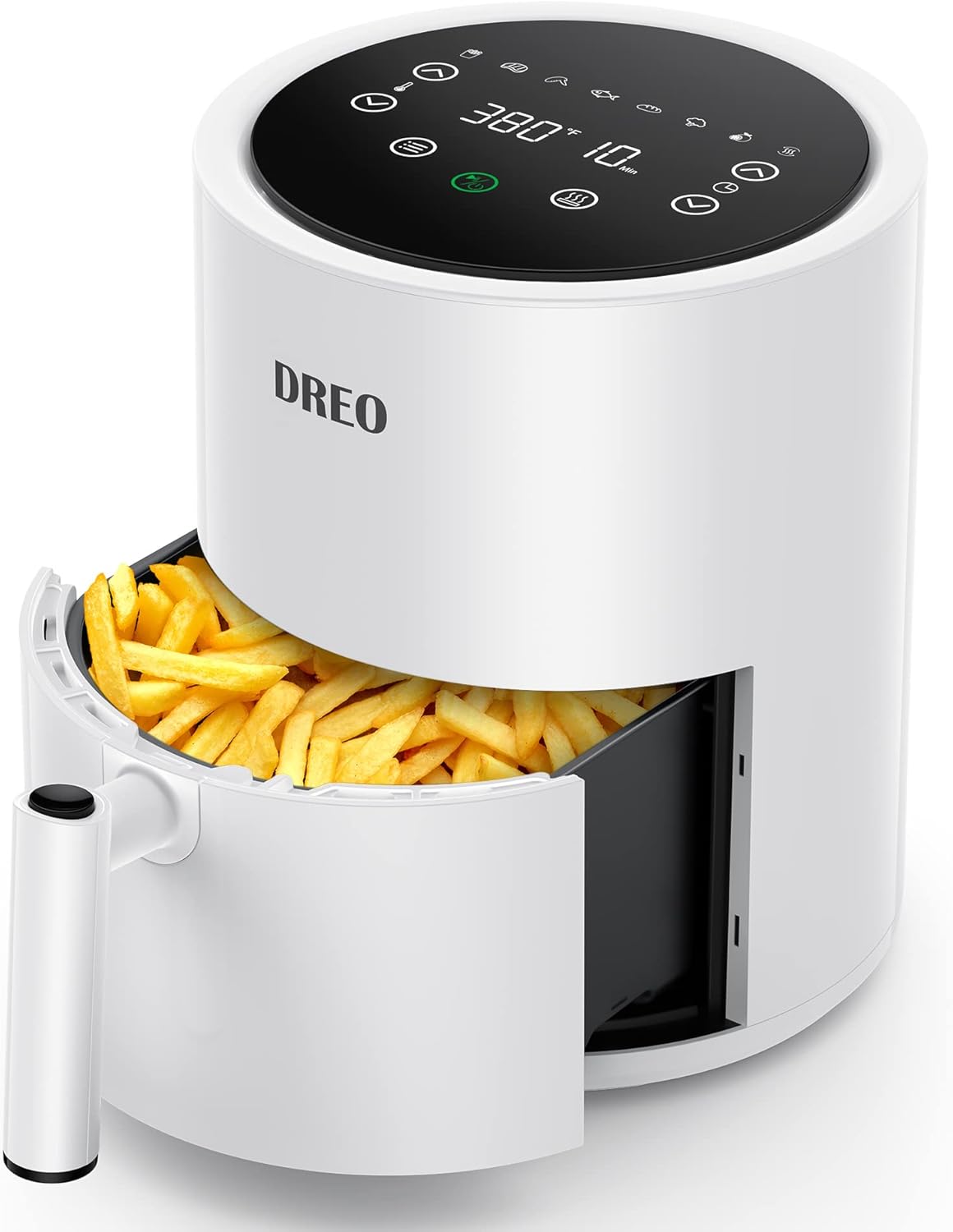 Dreo Air Fryer - 100℉ to 450℉, 4 Quart Hot Oven Cooker with 50 Recipes, 9 Cooking Functions on Easy Touch Screen, Preheat, Shake Reminder, 9-in-1 Digital Airfryer, Black, 4L (DR-KAF002)