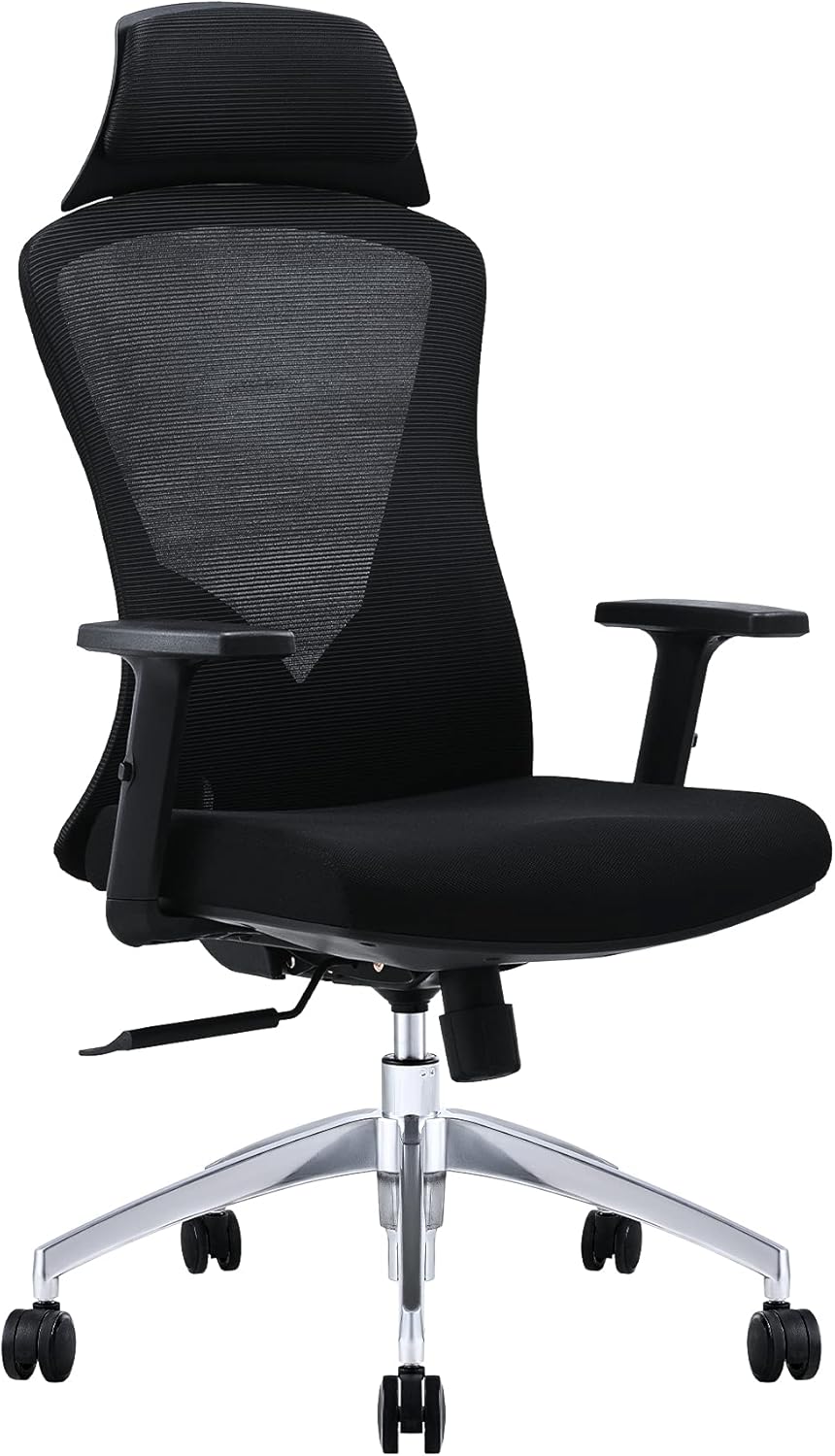 CO-Z Ergonomic Office Chair w Adjustable Height and Incline, Heavy-Duty Mesh Home Office Desk Chair w Wheels, Armrests, Mesh Back Support, and Headrest, Gaming Computer Chair w Lumbar Support, Blue