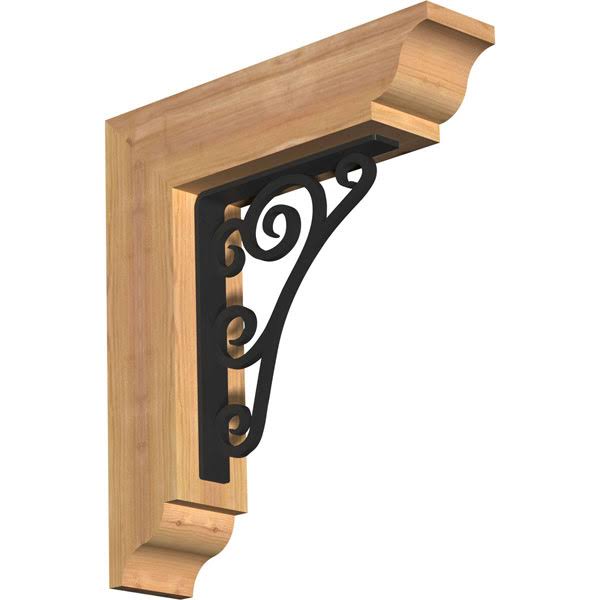 Ekena Millwork 3 1/2 inchw x 18 inchd x 20 inchh Tristan Traditional Ironcrest Smooth Bracket, Western Red Cedar (1 1/2 inchw x
