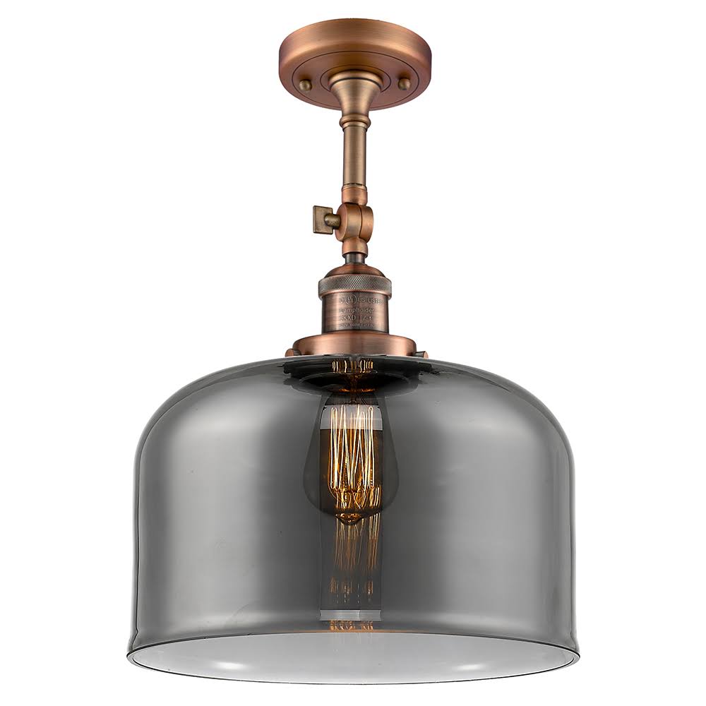 Innovations Lighting x Large Bell 1 Light Semi Flush Mount 201F AC G73 L LED (Antique Copper)