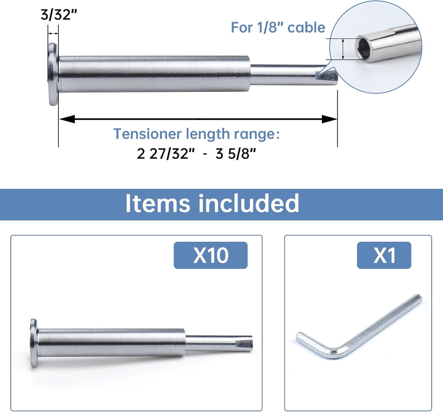 Muzata 10Pack Cable Railing kit Invisible 1/8