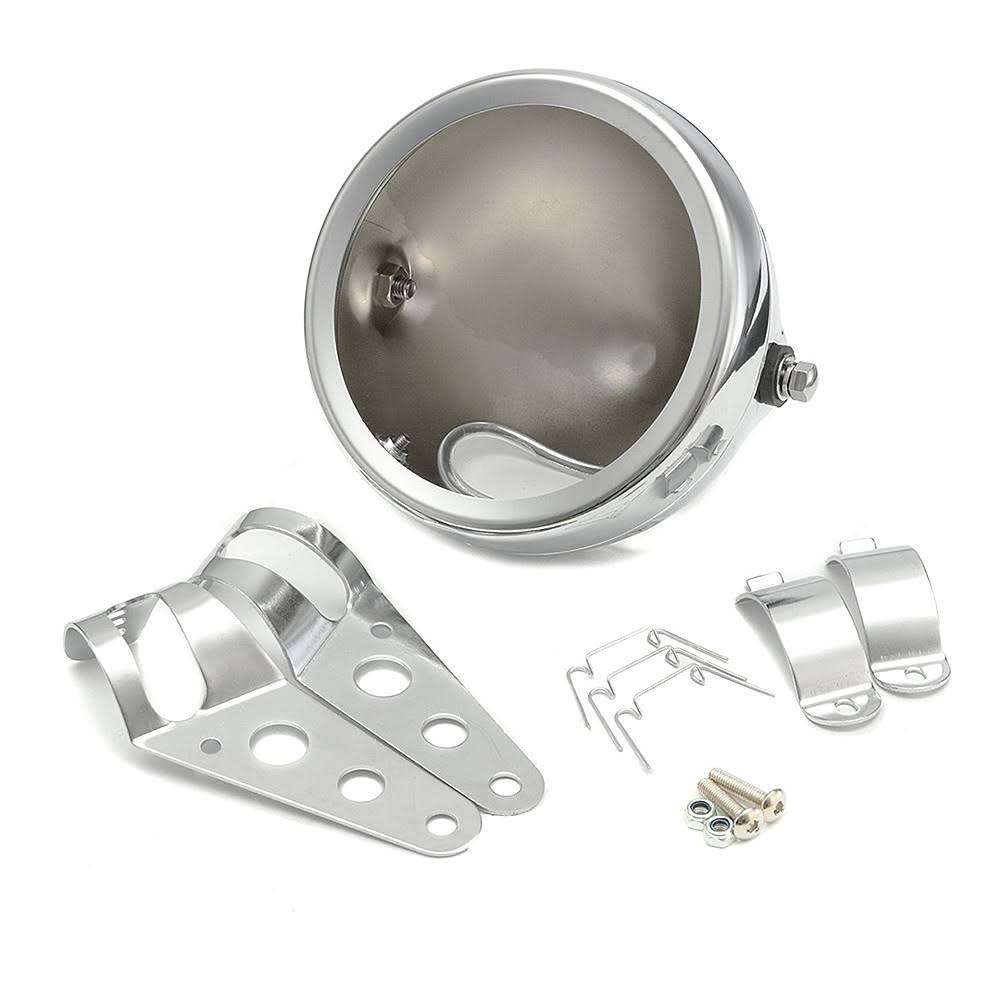 Motorcycle Headlamp Housing Kit 5 3/4x22 with Fork Brackets 35-43mm Craftride Chrome