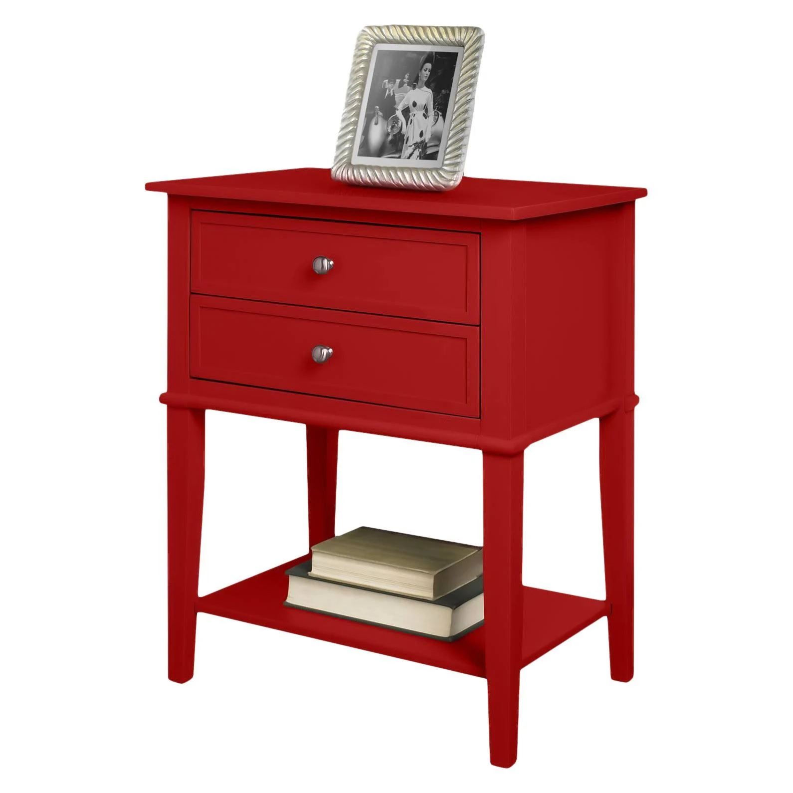 Franklin Accent Table with 2 Drawers - Red - Altra