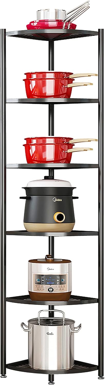 Kitchen Corner Shelf Rack, Multi-Layer Pot Rack Storage Organizer Stainless Steel Shelves Shelf Holder (6 Tier)