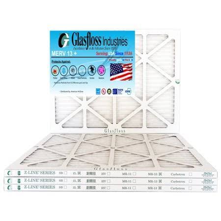 Glasfloss 20x25x1, 1x22 MERV 13 (Qty:4) Pleated AC Furnace Air Filter Made in USA