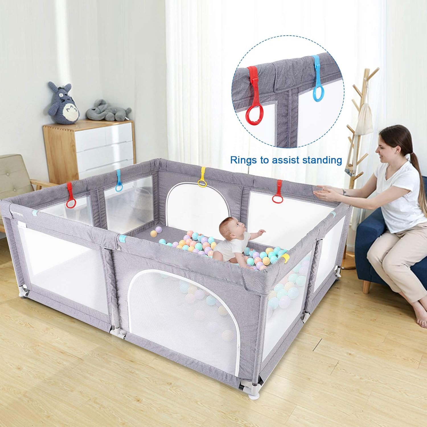 BANIROMAY Premium Baby Playpen, Large Baby Activity Center, Babies Infants Play Yard for Home Pack of 2