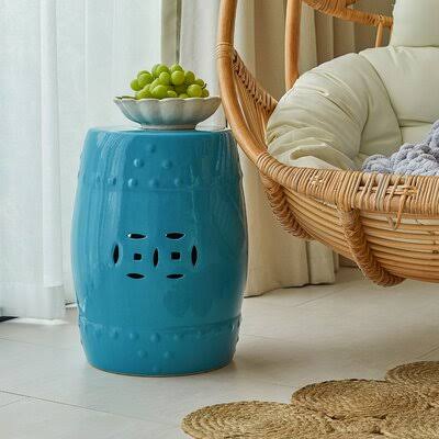 Kallie Ceramic Garden Stool Beachcrest Home Color: Blue