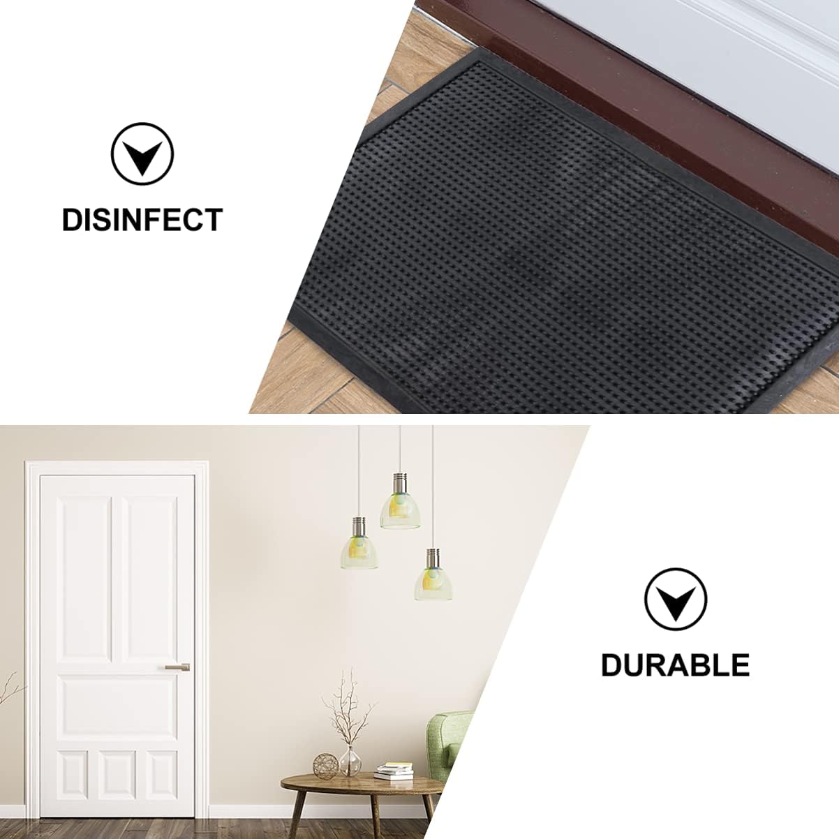 Yardwe Disinfecting Floor Mat Indoor Outdoor Entryway Rug Non Slip Floor Pad for Entrance Door, Kitchen, Bedroom, Office (Black, 23. 6 X 15. 7)