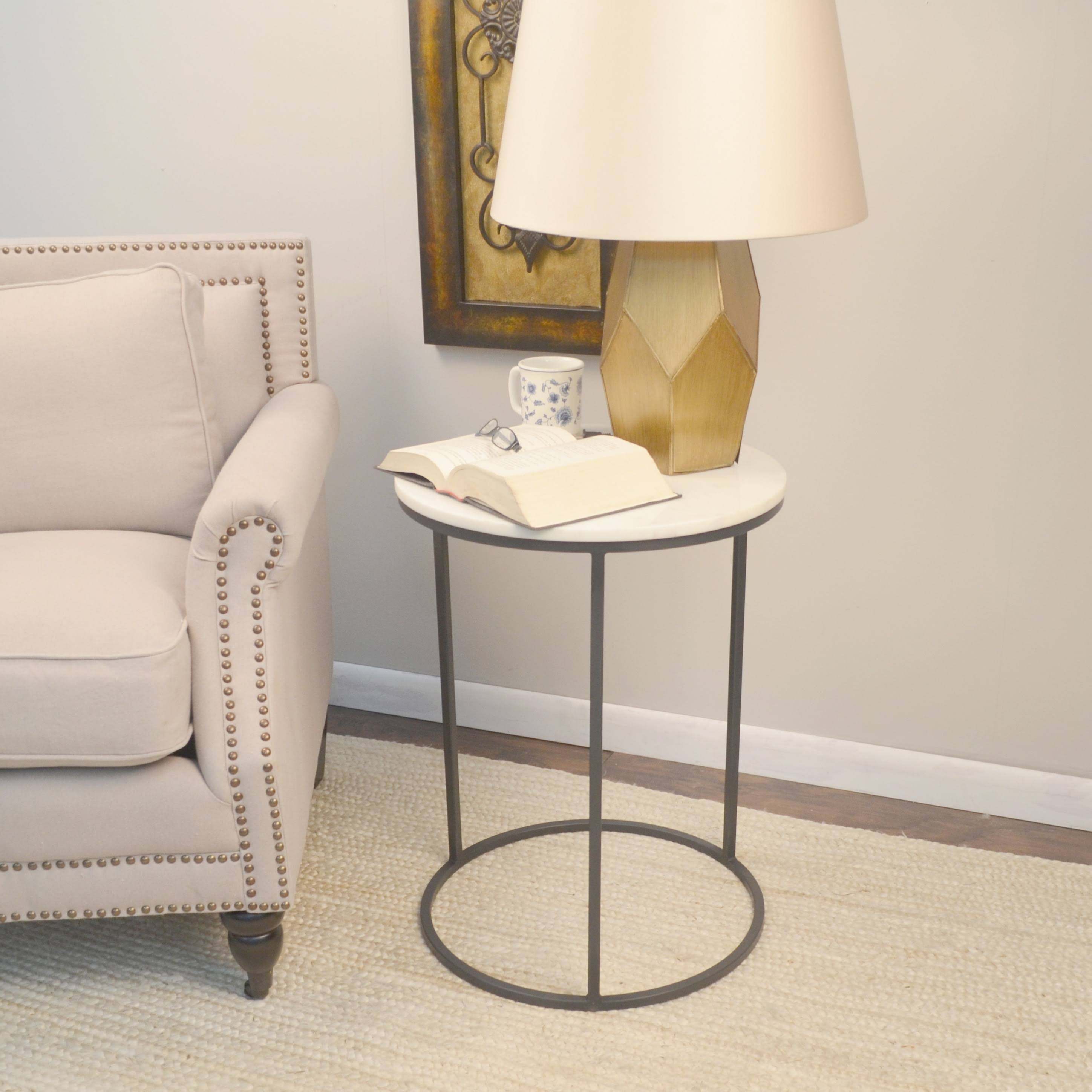 Aurelia Marble Top Accent Table - Gold / White
